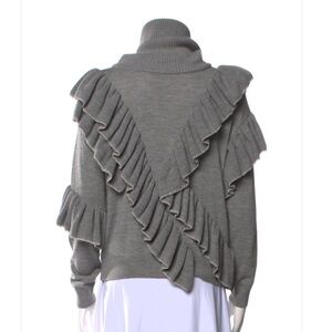Alice + Olivia Turtleneck Ruffled Wool Sweater